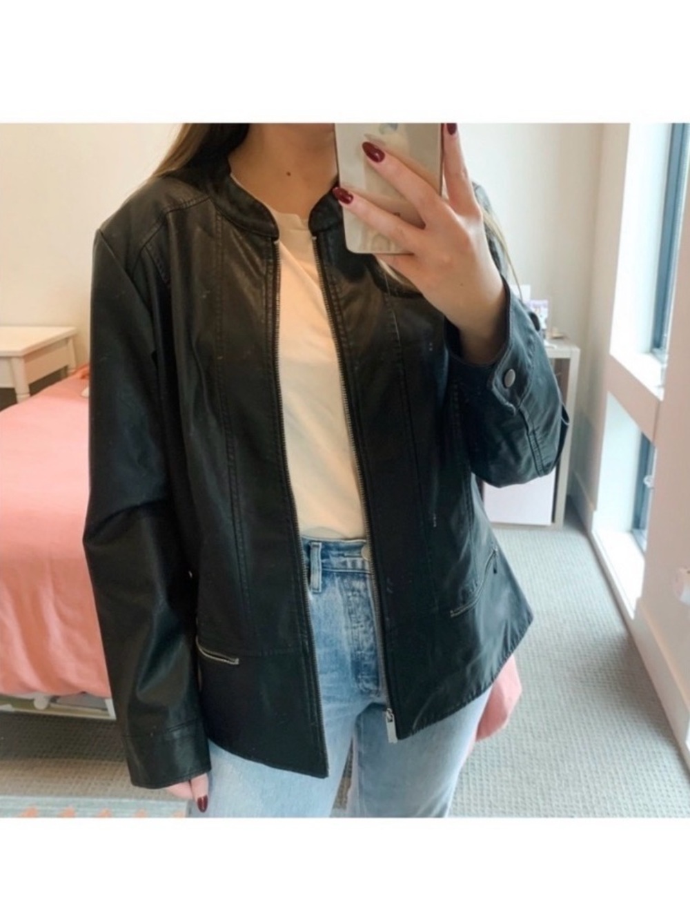 CJ BANKS Black Faux Leather Moto Jacket - Picture 2 of 4
